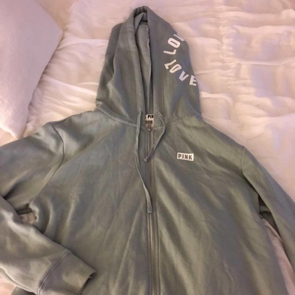 VS PINK ZIP UP HOODIE MINT TEAL